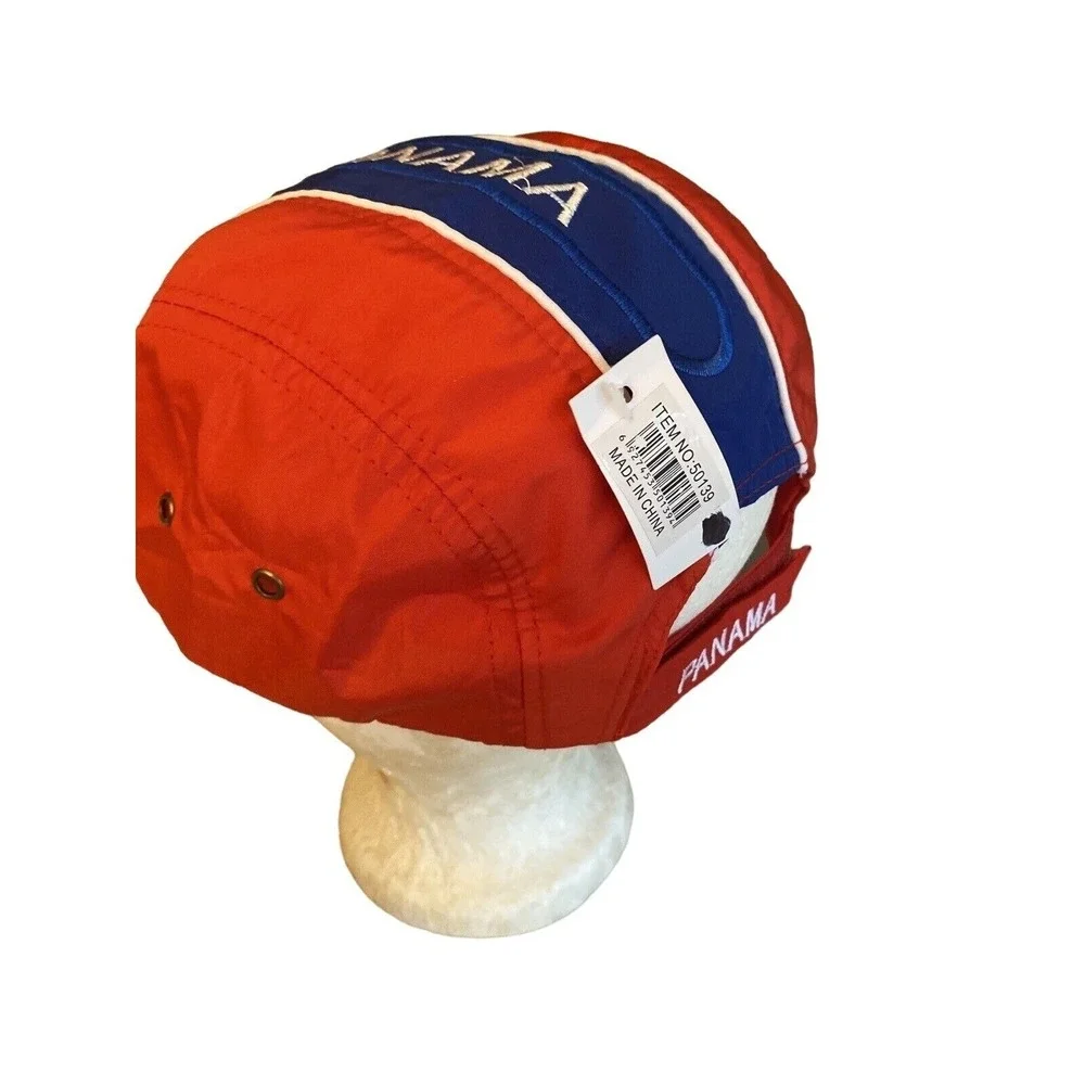 Panama Flag Embroidered‎ Red & Blue Adjustable Baseball Hat Cap
